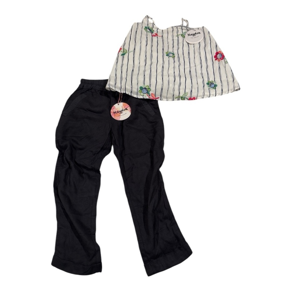 Hayden Navy Pants & Striped Floral Top Outfit NWT  Size 7/8 AR 10